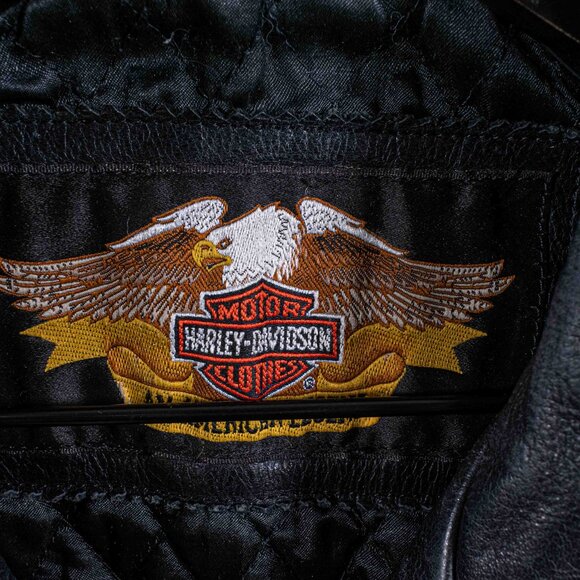 Harley Davidson Motorcycles D Pocket Leather Biker Motorcycle Jacket Large Retro - Picture 7 of 16